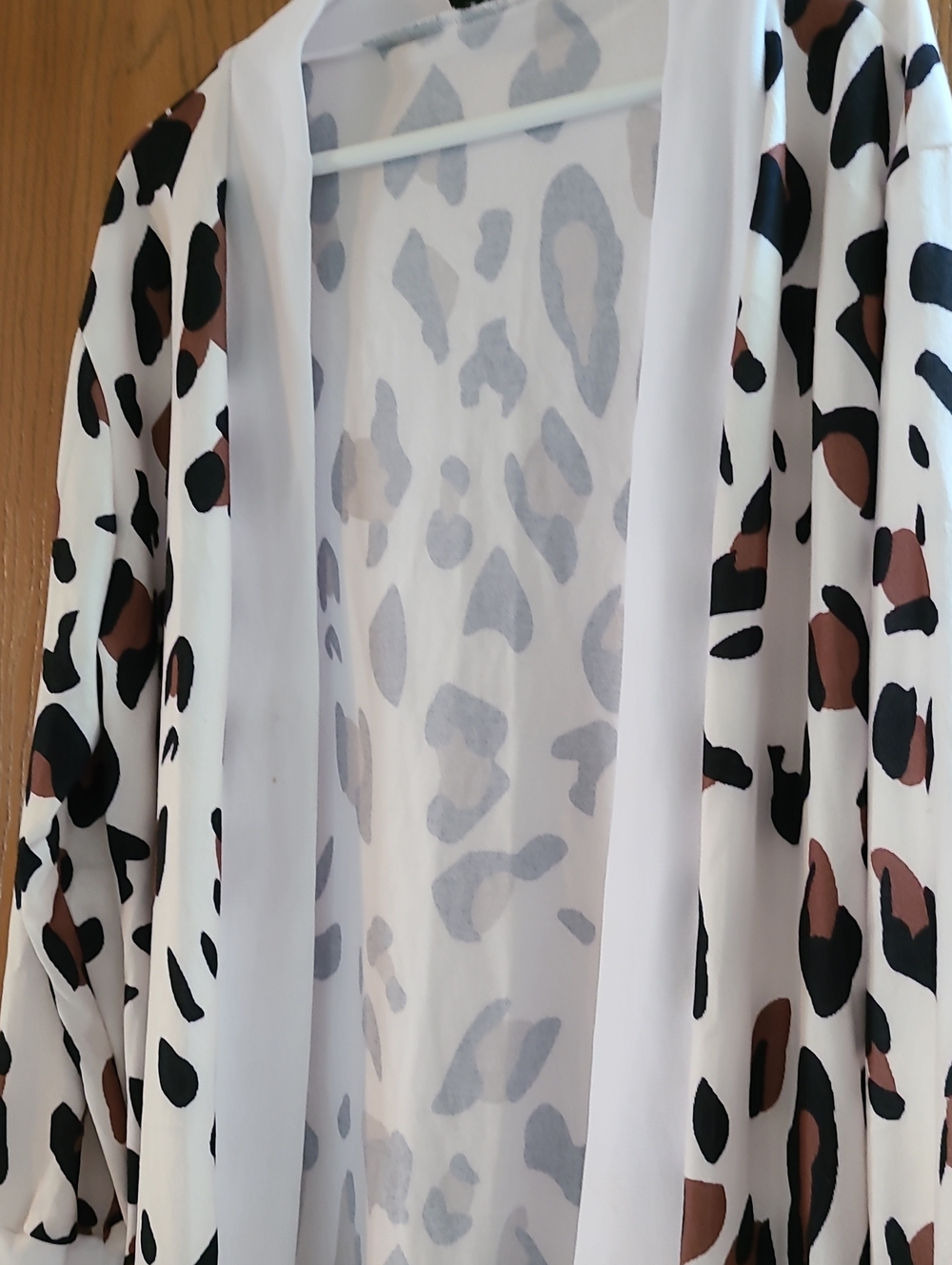 White Leopard-Print Open Front Blazer